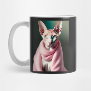 Sphynx Cat Dons a Pink Scarf Mug